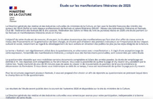 ENQUÊTE SUR LES MANIFESTATIONS LITTÉRAIRES